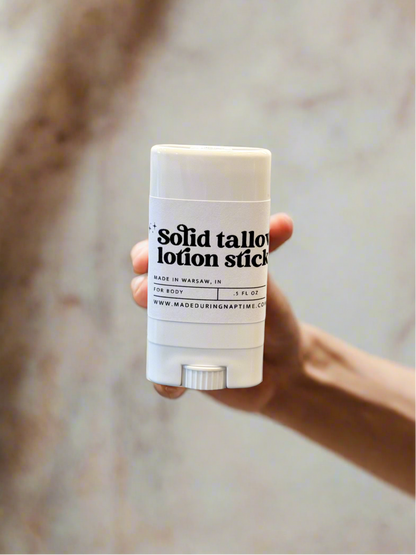 Solid tallow lotion stick